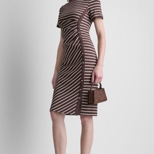 STRIPE MIDI SHEATH DRESS
