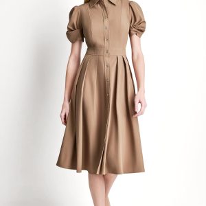 MEMORY TAFFETA MIDI SHIRT DRESS