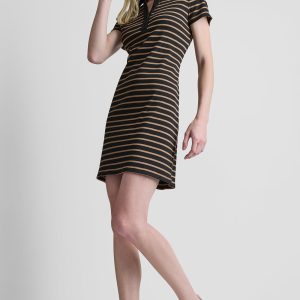 COTTON-BLEND SHORT SLEEVE STRIPE MINI POLO DRESS