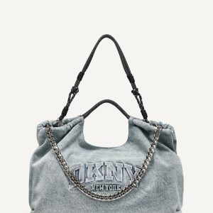 MABEL DENIM LARGE LOGO TOTE