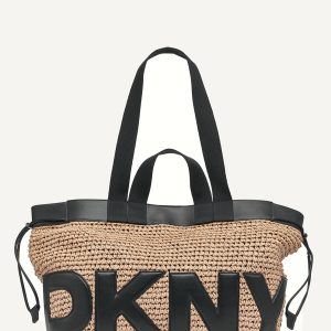 BARDOT RAFFIA LOGO TOTE