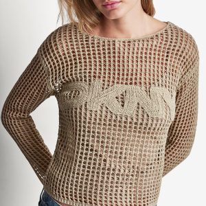 CROCHET OPEN-STITCH LOGO SWEATER