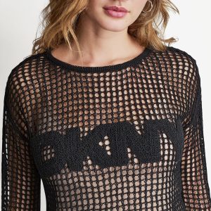 CROCHET OPEN-STITCH LOGO SWEATER