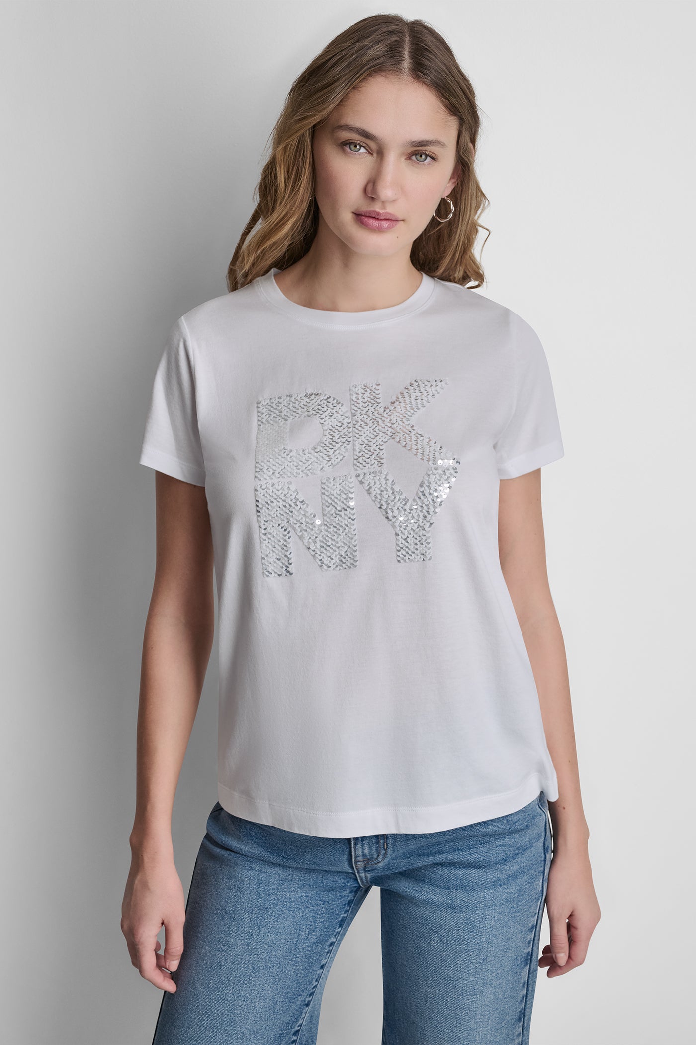 DKNY STACKED SEQUIN LOGO TEE - Image 5