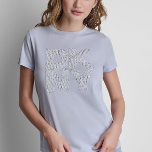DKNY STACKED SEQUIN LOGO TEE