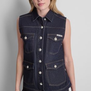 LONGLINE DENIM TRUCKER VEST