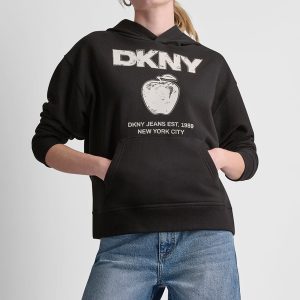 DKNY BIG APPLE RHINESTONE LOGO HOODIE