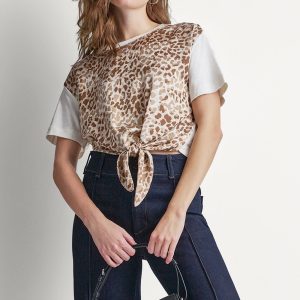 MIXED MEDIA TIE-FRONT TEE