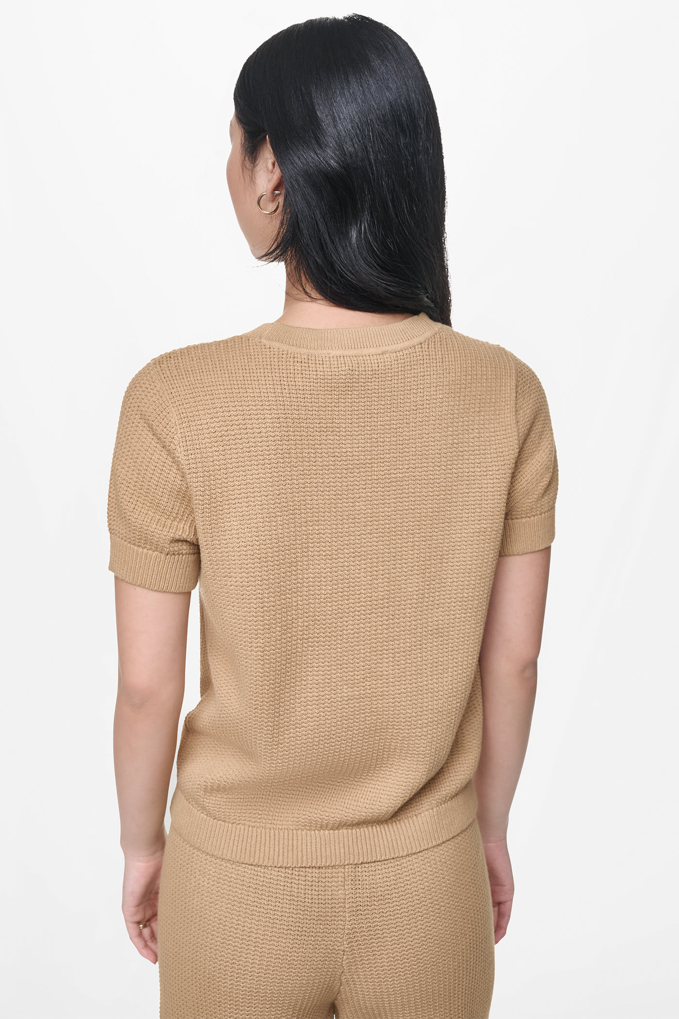 SHORT SLEEVE TUCK STITCH SWEATER - Image 3