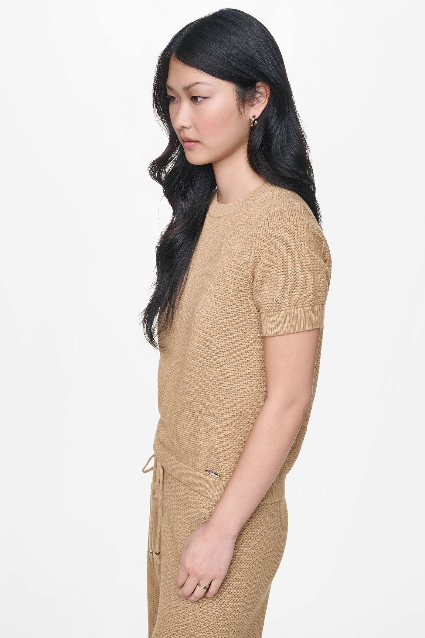 SHORT SLEEVE TUCK STITCH SWEATER - Image 2