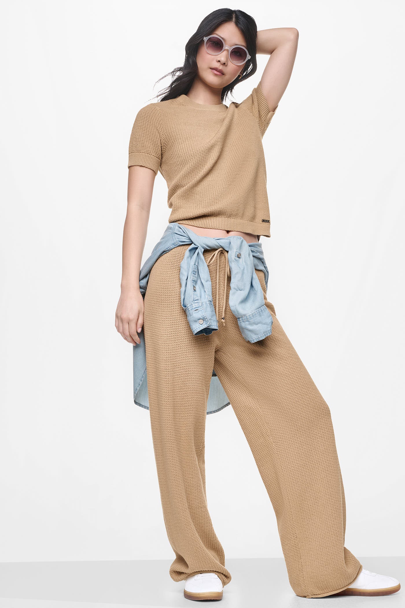 SHORT SLEEVE TUCK STITCH SWEATER - Image 7