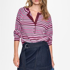 STRIPED HENLEY SWEATER