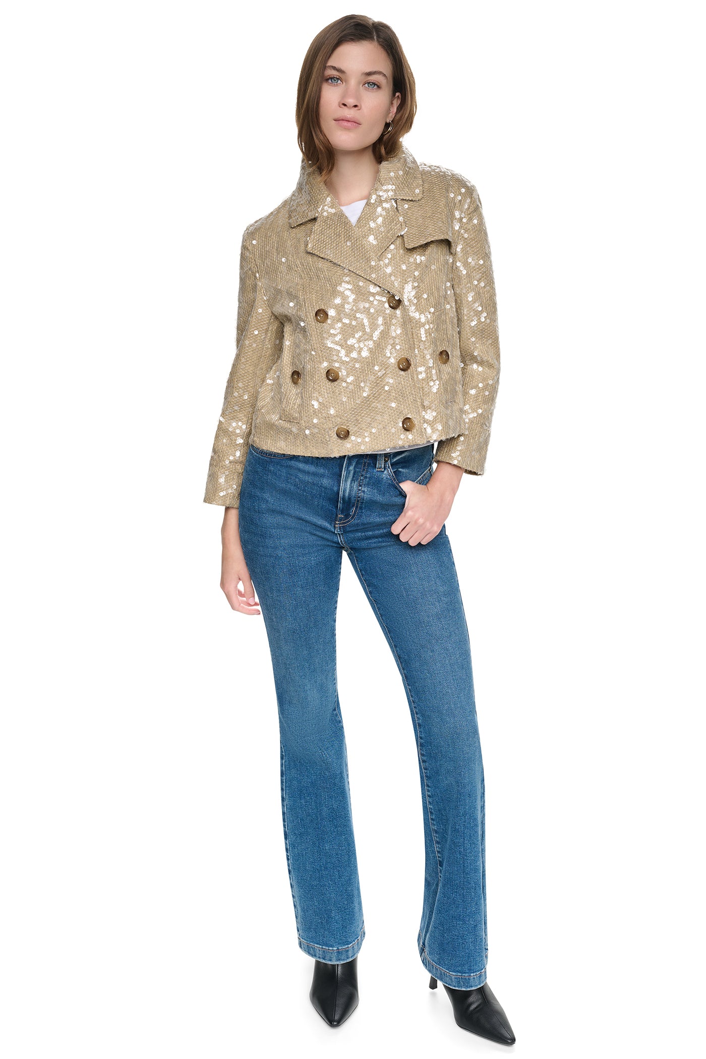 SEQUIN DOUBLE BREASTED TRENCH COAT - Image 5