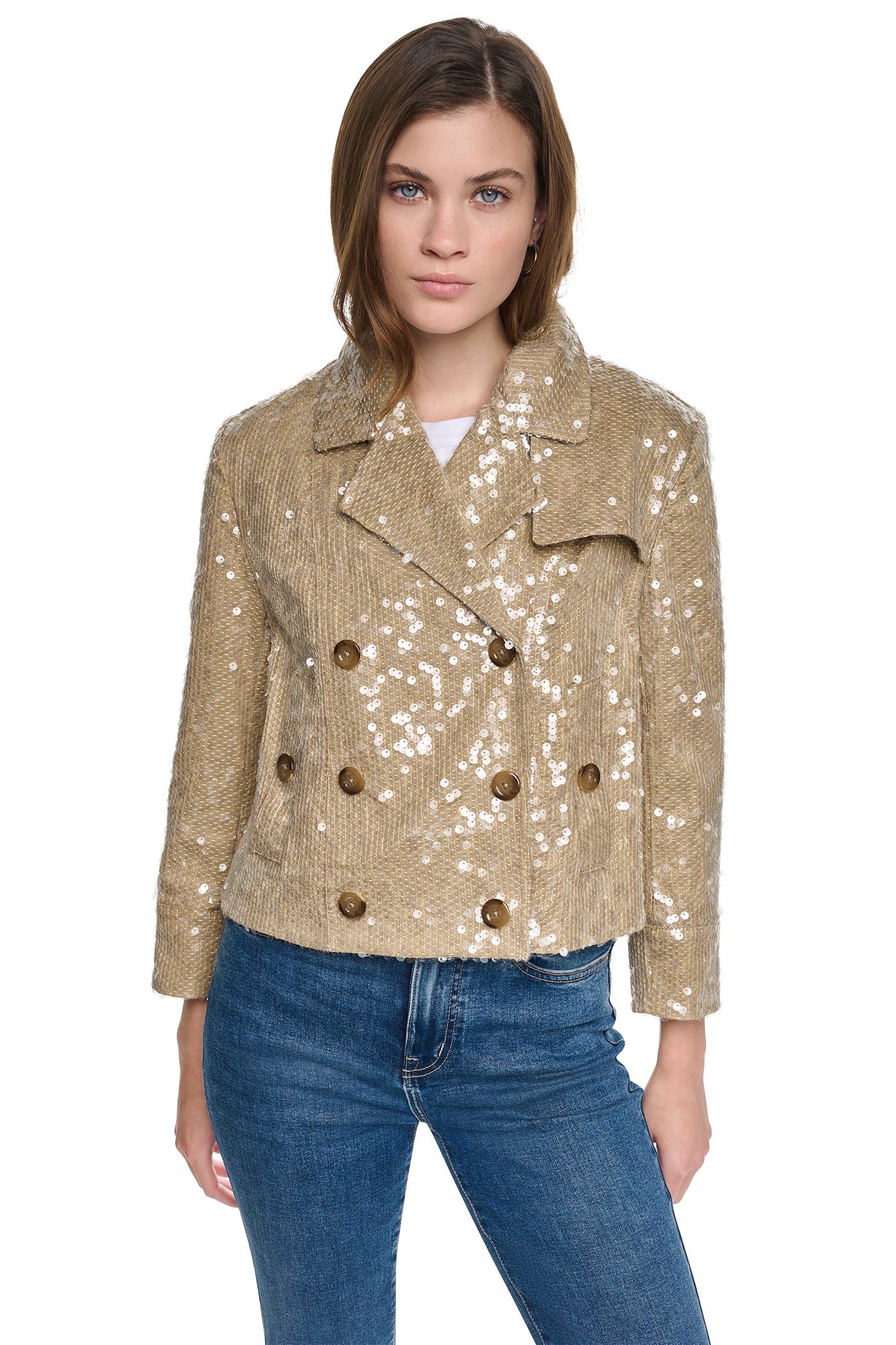 SEQUIN DOUBLE BREASTED TRENCH COAT - Image 2