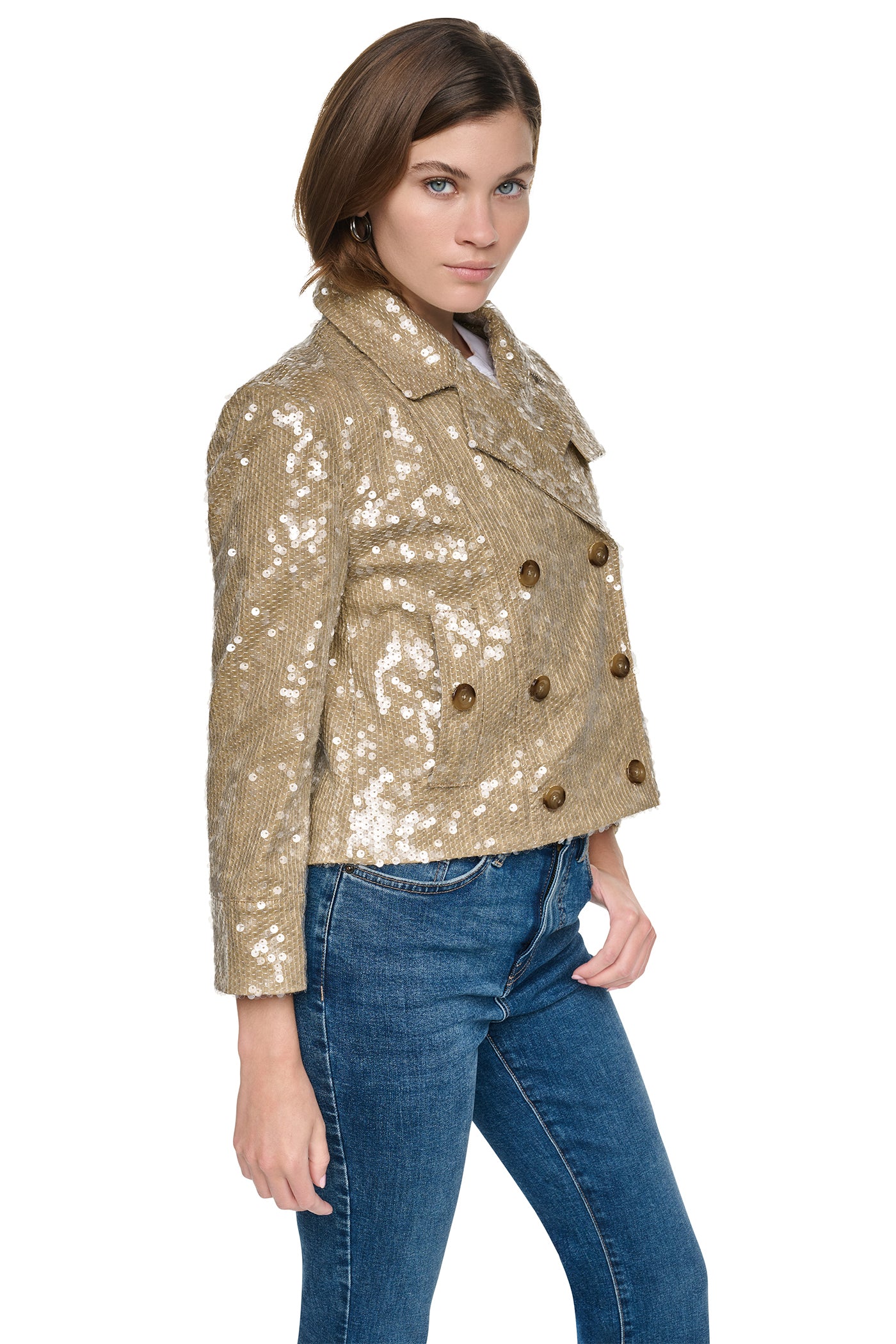 SEQUIN DOUBLE BREASTED TRENCH COAT - Image 4