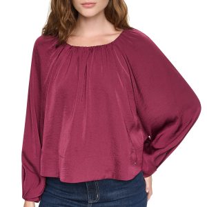 RAGLAN SLEEVE SHIRRED TOP