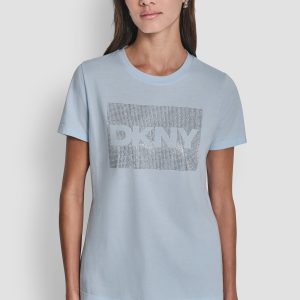 DKNY BOX RHINESTONE LOGO TEE