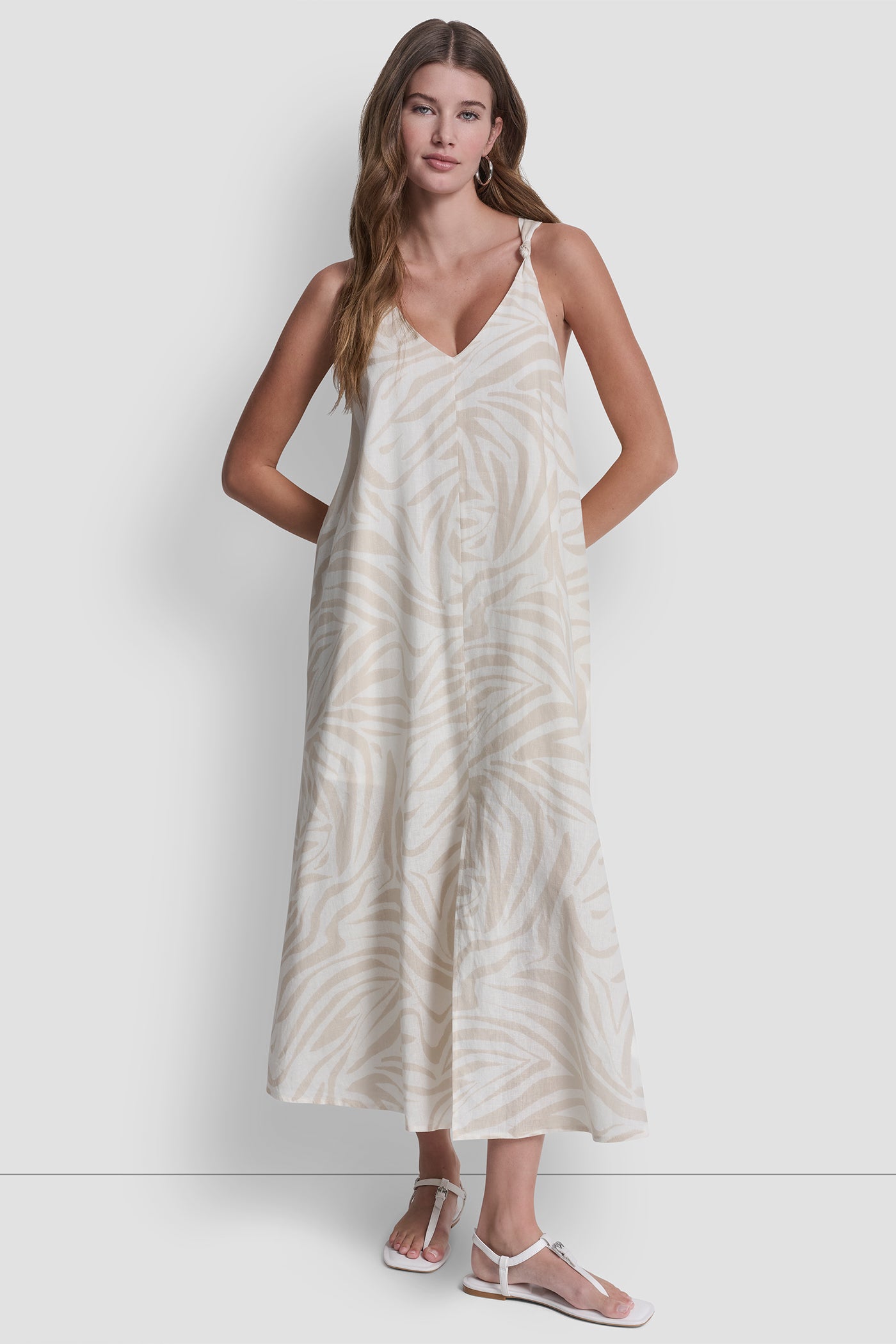 LINEN-BLEND TIE BACK MAXI DRESS - Image 5
