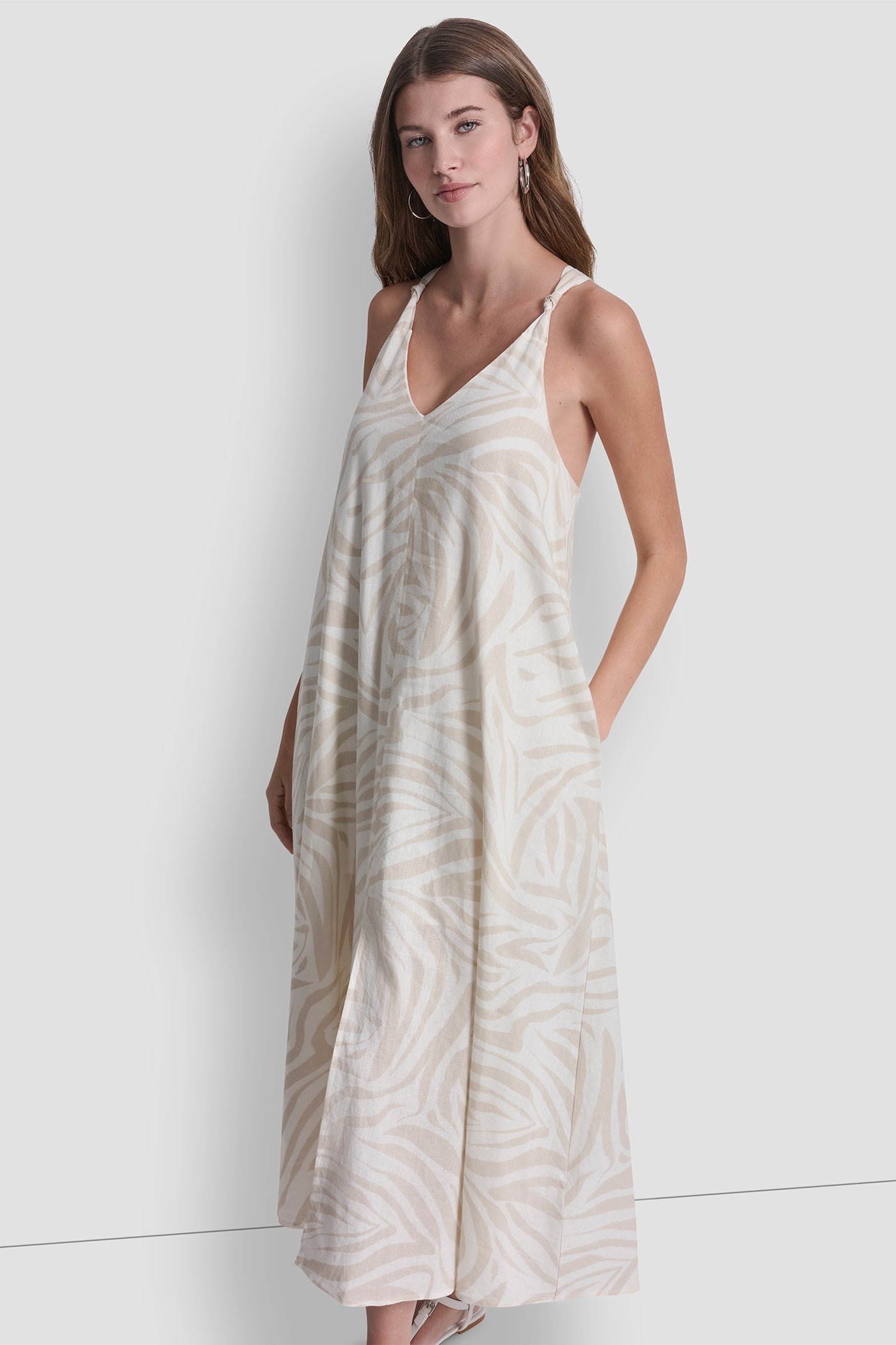 LINEN-BLEND TIE BACK MAXI DRESS - Image 7