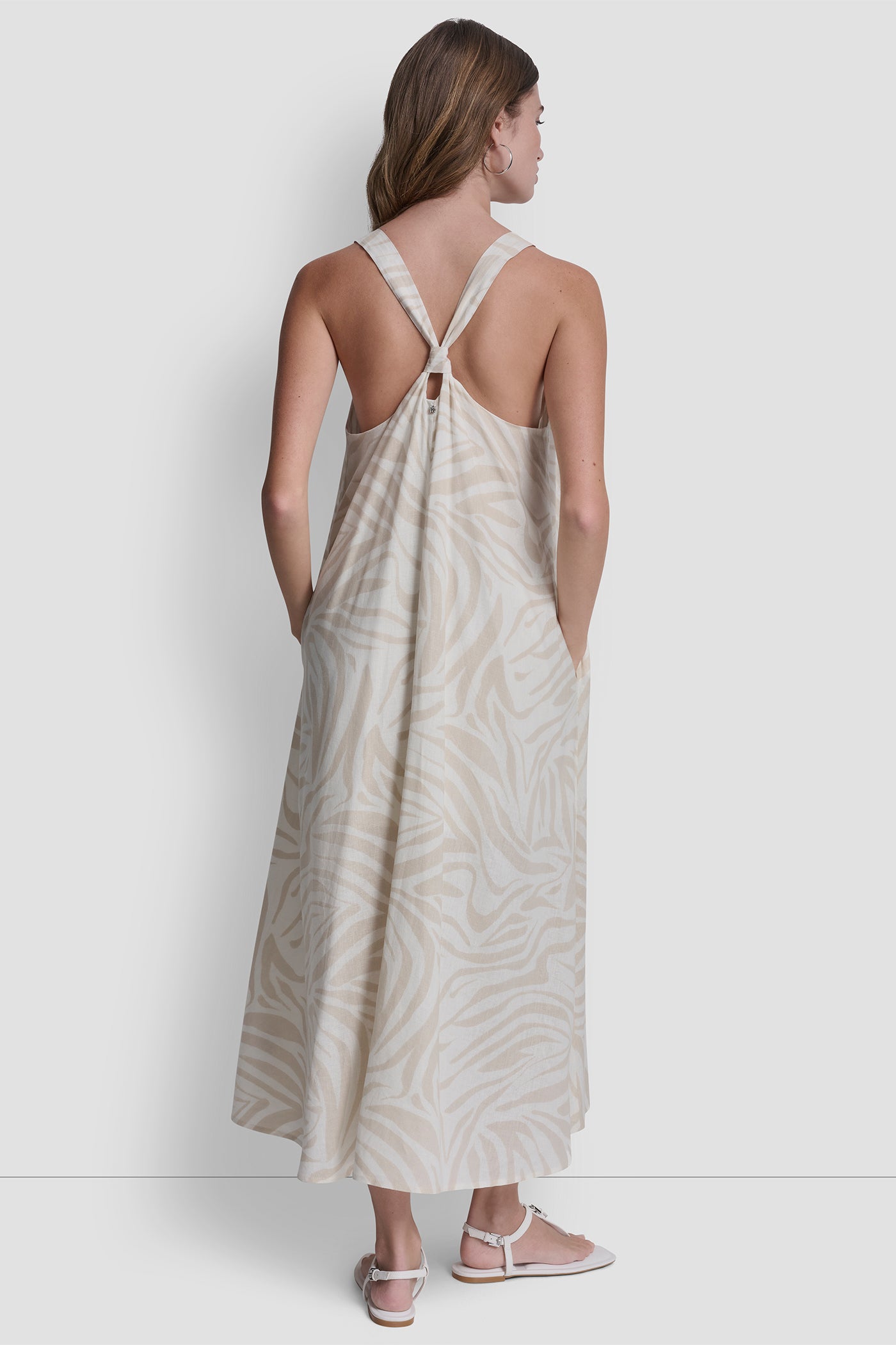 LINEN-BLEND TIE BACK MAXI DRESS - Image 6