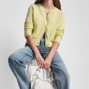 CREW NECK CARDIGAN WITH PATCH POCKETS