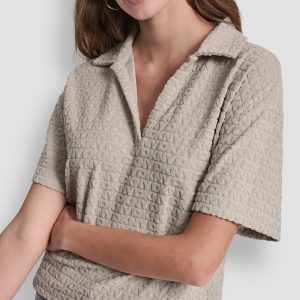 LOGO JACQUARD BOXY POLO TEE