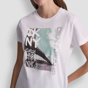 DKNY RHINESTONE GRAFITI TEE