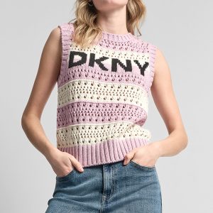 STRIPED POINTELLE STITCH SWEATER