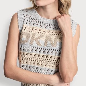 STRIPED POINTELLE STITCH SWEATER