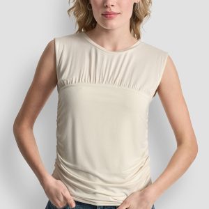 RUCHED BODICE SLEEVELESS TOP