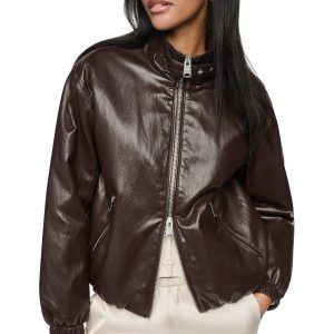 FAUX LEATHER BOMBER