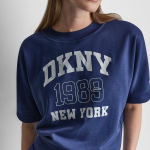 COTTON-BLEND TERRY SHORT SLEEVE LOGO HIGH-LOW TEE
