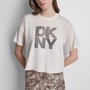 STACKED OMBRE RHINESTONE DROP SHOULDER TEE