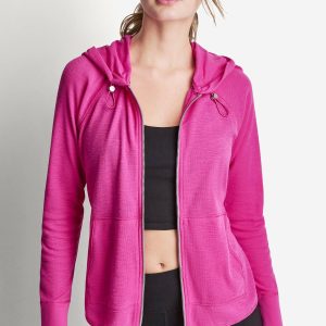 COTTON-BLEND SLUB WAFFLE-KNIT HOODIE