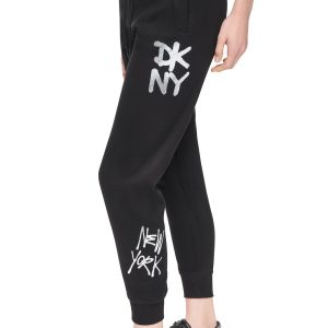 MID-RISE GRAFFITI RHINESTONE LOGO JOGGER