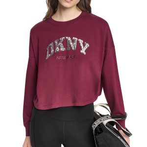 CROPPED SEQUIN VARSITY LOGO TEE