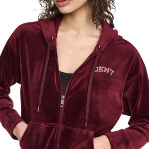 VARSITY VELOUR RHINESTONE LOGO FULL ZIP HOODIE