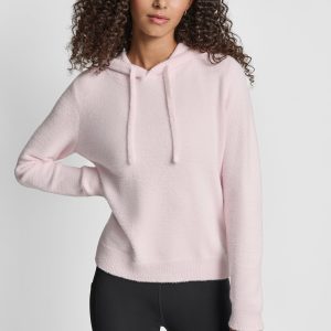 FEATHER YARN HOODIE WITH DRAWCORD AND TONAL LOGO