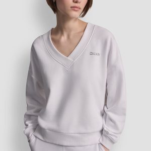 METALLIC BUBBLE LOGO V-NECK PULLOVER