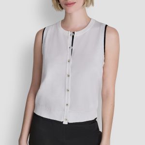 COLOR BLOCK SLEEVELESS SWEATER VEST