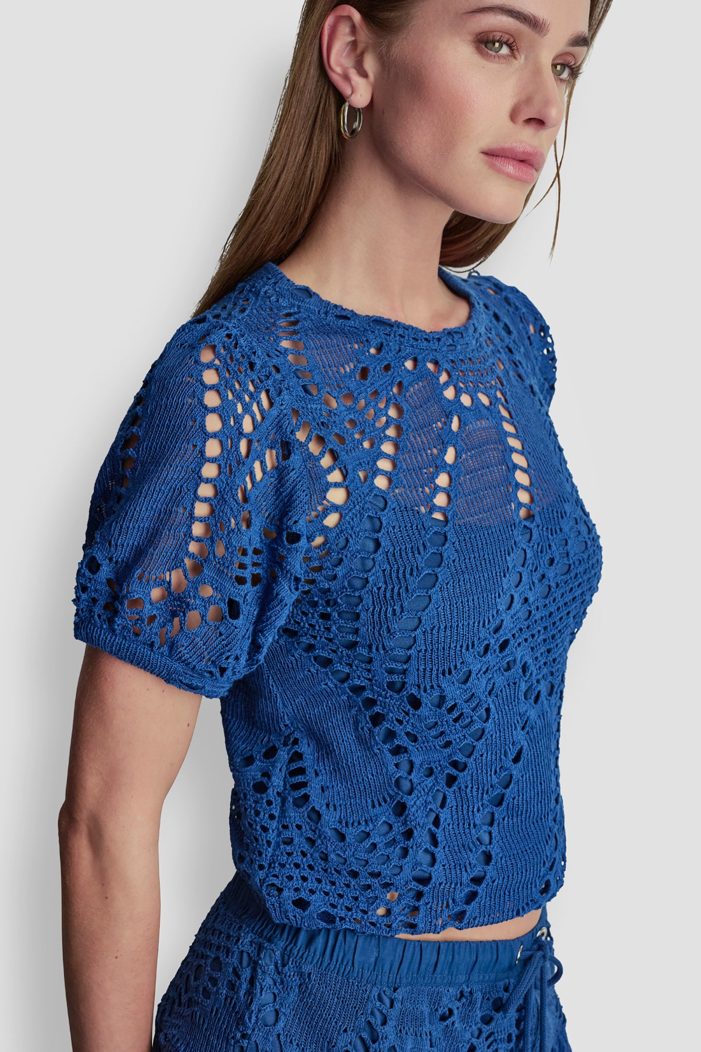 SHORT SLEEVE CROCHET LEAF TOP - Image 5