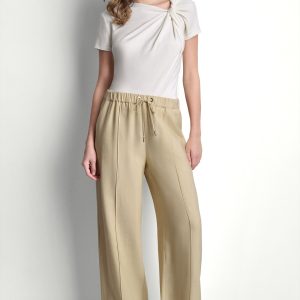SEAMED WIDE LEG PULL-ON PANT
