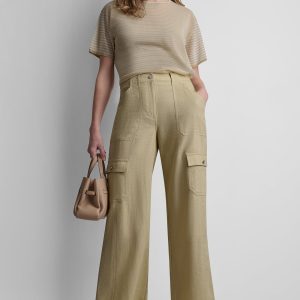 MID-RISE LINEN-BLEND STRAIGHT-LEG CARGO PANT