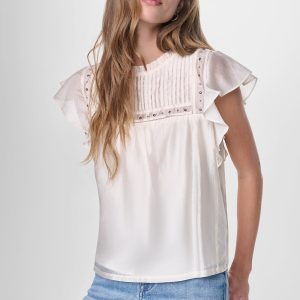 PLEATED STUDDED BLOUSE