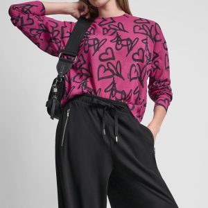 COTTON-BLEND GRAFFITI HEART SWEATER
