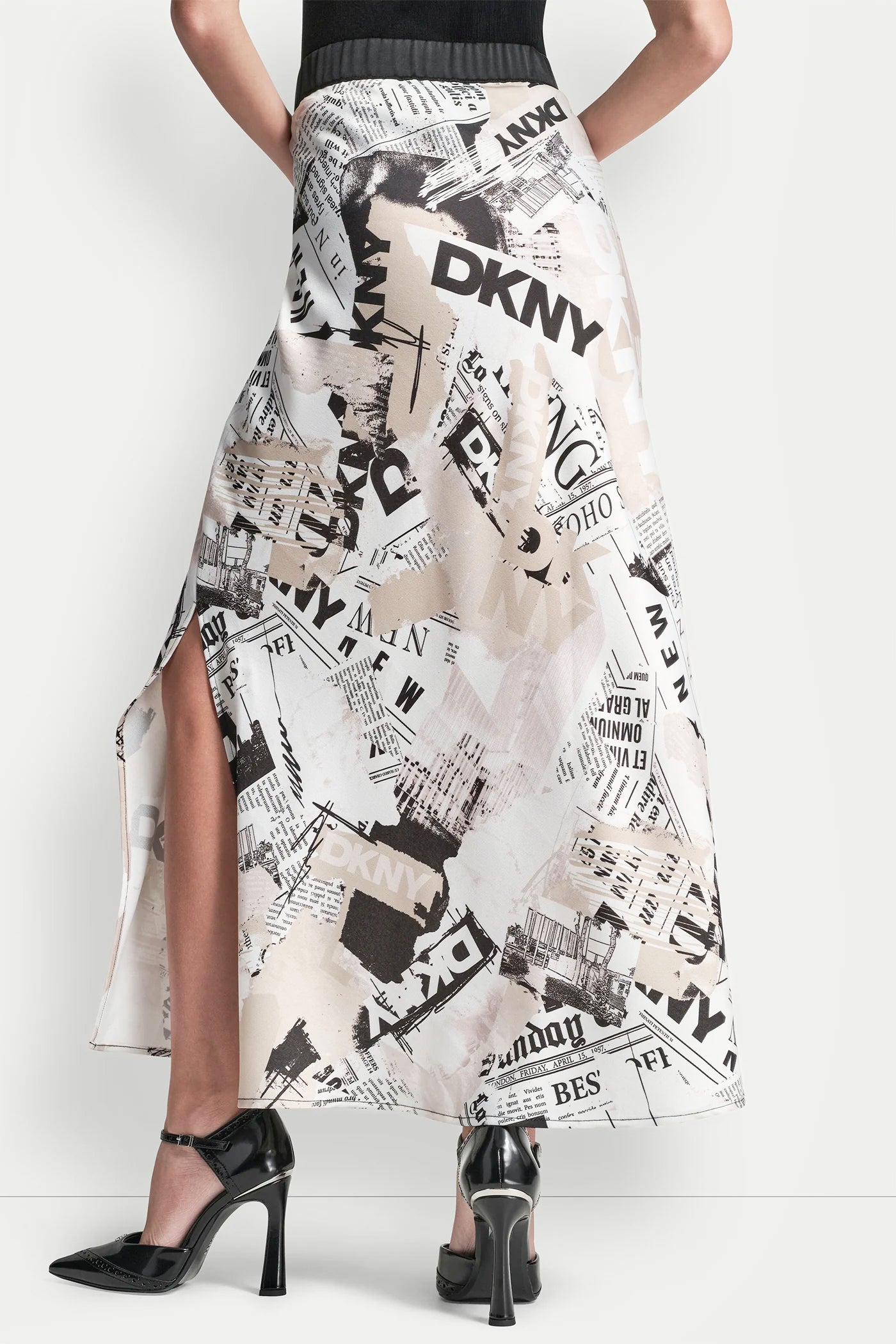 NEWSPAPER PRINT MIDI SKIRT - Image 3