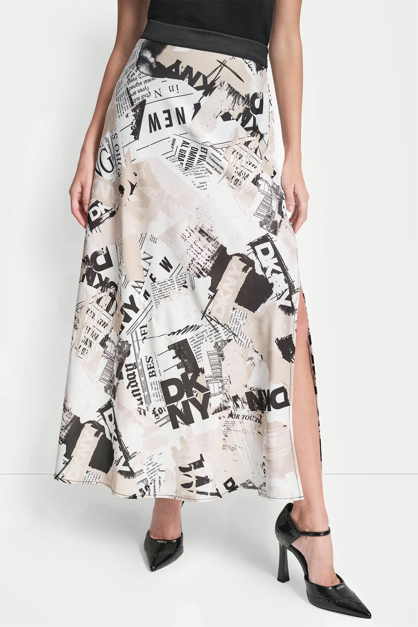 NEWSPAPER PRINT MIDI SKIRT - Image 2