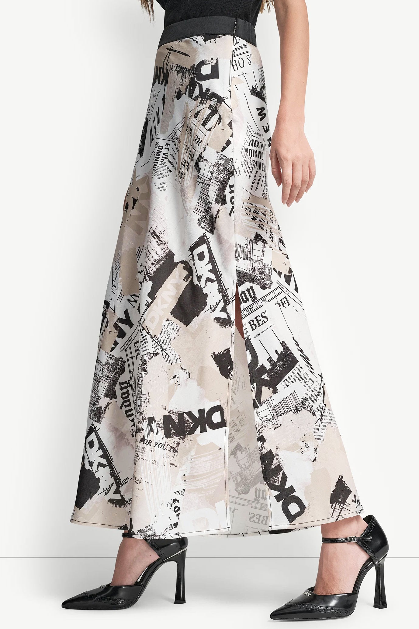 NEWSPAPER PRINT MIDI SKIRT - Image 4
