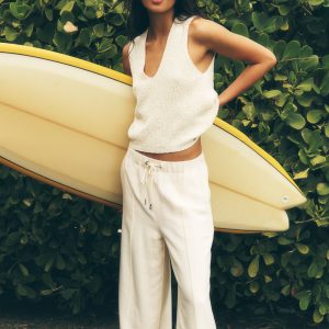 SEAMED WIDE LEG PULL-ON PANT