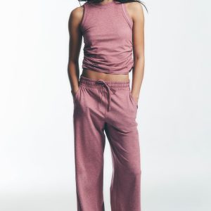 MID-RISE SPACEDYE WIDE-LEG PANT